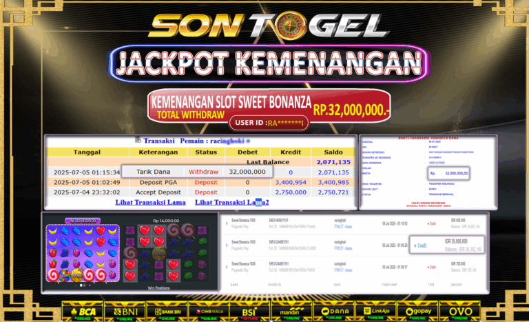 Bukti JP Sontogel kemenangan berapapun akan dibayarkan tuntas tanpa kekurangan sepersenpun langsung saja bermain disitus kami